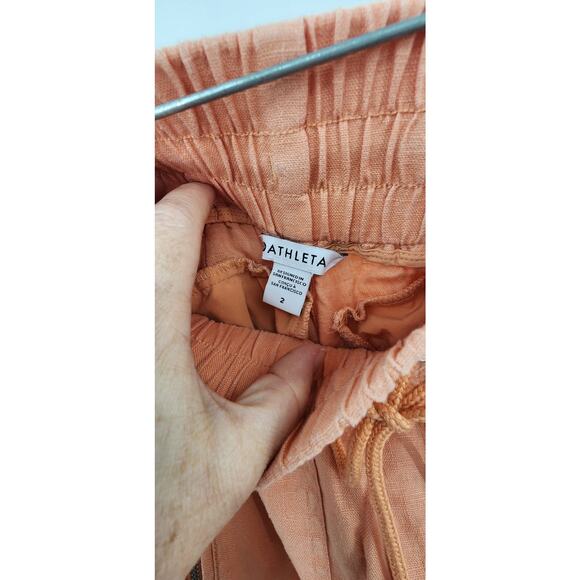 Athleta Cabo 100% Linen Pull On Orange Joggers‎ Size 2 - Picture 6 of 8
